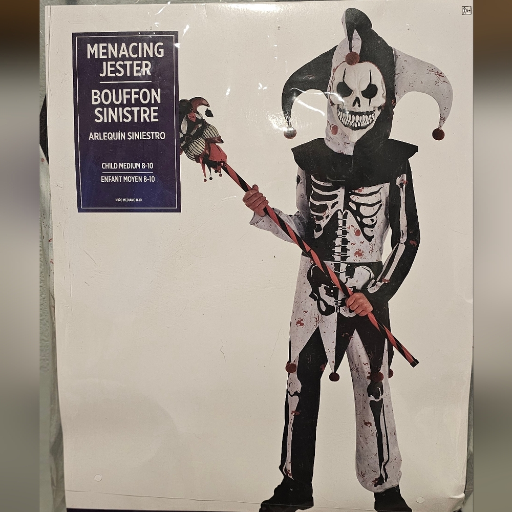 Menacing Jester Kids Costume (Size Child Medium 8-10)